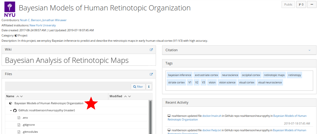 Screenshot of software in OSF repository