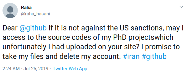 Screenshot from Twitter of a PhD student asking GitHub for their dissertation code
